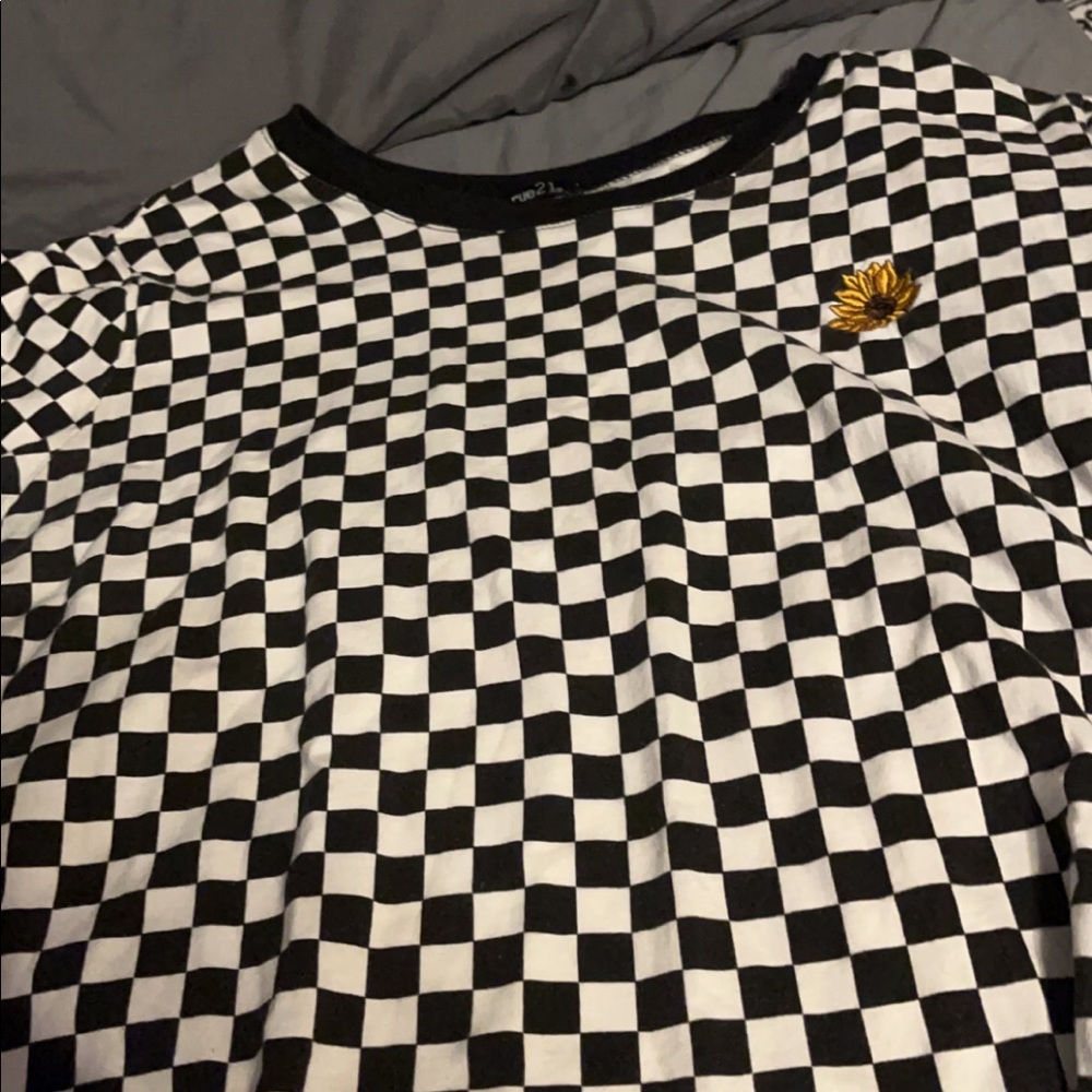 black and white checkered crop top